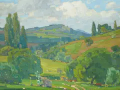 William Wendt, Showery Day, oil on canvas