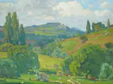 William Wendt, Showery Day, oil on canvas