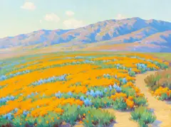 John Marshall Gamble, California Wildflowers, oil on canvas laid to board
