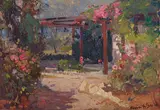 Franz Bischoff, Backyard Color, oil on Masonite