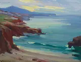 Jean Mannheim, Light of the Morning (Arch Beach), circa 1921, oil on canvas laid to board