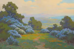John Marshall Gamble, Wild Lilac and Poppies, oil on canvas
