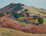 Ray Strong, Creek Bottom Farm, oil on canvasboard