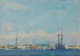 Frank Coburn, Los Angeles Harbor Scenes (a group of two), first signed 'F. Coburn' (lower right), second signed 'F. Coburn' (lower left)