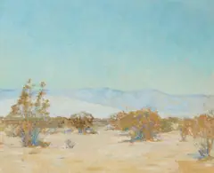 A Desert Landscape (Thought to be the San Jacinto Mountains) by Alson S. Clark, oil on canvas laid to board, sold Aug 2023