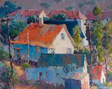 Joseph Nordmann, Mining Town Hillside, oil on Masonite