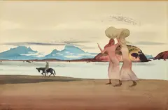 Morning Promenade by Millard Sheets, watercolor and pencil on paper, sold Aug 2023