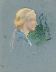Agnes Lawrence Pelton, Johanna and Portrait of a Woman (a group of two), first signed with initials 'A.P.' (lower center) and second signed 'Agnes Pelton' (lower right)