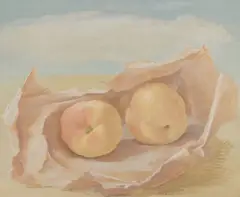Helen Lundeberg, Peaches, oil on board