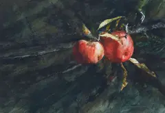 Thomas William Jones, Leftovers (Still Life with Apples), watercolor on paper