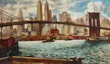 Brooklyn Bridge by Rosario Ubino Gerbino, oil on canvas, sold Aug 2023