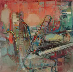 Si Chen Yuan, The Music Studio, oil on canvas laid to panel