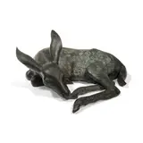 Mark Rossi, White Tailed Fawn, Reclining, bronze with grey-green patina