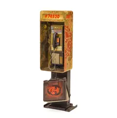 Shepard Fairey, Phone Booth, 2011, stencil, spray paint and mixed media collage on telephone booth