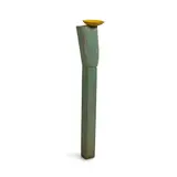 Robert Therrien, No title (yellow saucer on green post), 1986, enamel, bronze and wood