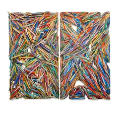 Charles Arnoldi, Evidence of Shadows, 1983, acrylic on plywood and sticks, in two parts