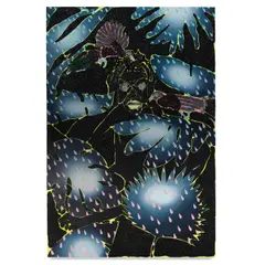 Devan Shimoyama, Sudden Darkness, Sudden Flight (Paradise Watcher), 2016, acrylic, oil, colored pencil, beads, glitter and feathers on canvas