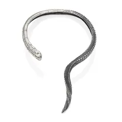 Sidewinder Neckpiece by Alexis Smith, 1988, silver, pink enamel, sterling silver, ruby and sapphire, offered Sep 2023