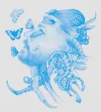 Zachari Logan, Vanitas II, 2013, blue pencil on Mylar