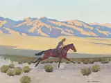 Don Louis Perceval, Pony Express Rider, oil on canvasboard