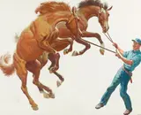 Harold von Schmidt, Breaking the Bronco, oil on canvas