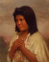 The Betrothed (Ta-Le-A) by Grace Hudson, oil on canvas, sold Apr 2023