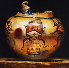 Lisa M. Danielle, Kachinas for Corn, acrylic on Masonite