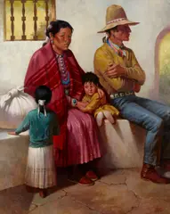 William Harry, Taos Family, oil on canvas