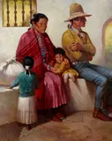 William Harry, Taos Family, oil on canvas