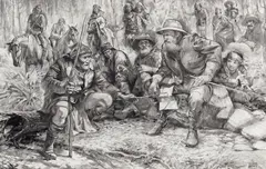 William Harry, Geronimo's Meeting with General Crook in Mexico, Wolf's charcoal and conte crayon on white paper