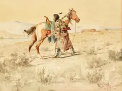 Edgar Samuel Paxson, Enemy Sighted, watercolor on paper
