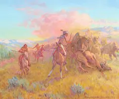 Buckeye James C. Blake, Striking the Northern Herd, oil on canvas