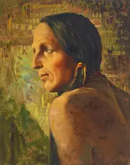 Innocenzo Daraio, Posed - Iron Eyes, oil on canvas laid to artist's board