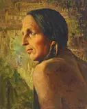 Innocenzo Daraio, Posed - Iron Eyes, oil on canvas laid to artist's board