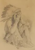 Percy Gray, Seated Indian Chief, pencil on paper