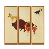 Dorr Bothwell, Double-Sided Triptych with Southwestern Animals Motif, oil on Masonite