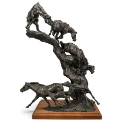 Terry Duen, Free Spirits, bronze with brown patina