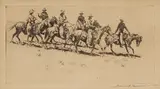 Edward Borein, Arizona Cowpunchers; Race to the Wagon, No. 1; Wild Cattle, No. 2 (Galvin 40; 42; 115), c. 1915, Etching and drypoints on various laid and wove paper, each signed in pencil