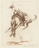 Edward Borein, Who Wins?; A Variant of A Sure-Enough Rider (Galvin 63; 82),, Etching and drypoints on wove and laid paper respectively, each signed in pencil