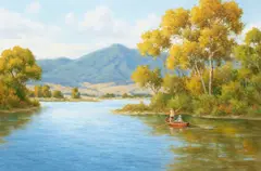 David Chapple, Yellowstone Autumn, oil on linen laid to board