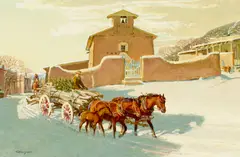 Robert Lougheed, Mission at Cordova, oil on board