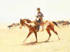 Gordon Snidow, Running Like the Wind, oil on board