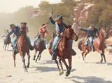 Francis Henry Beaugureau, Mounted Cavalry in a Battle, oil on canvas