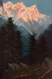Edwin Deakin, Castle Crags, Snowcapped Mountains, circa 1890, oil on canvas