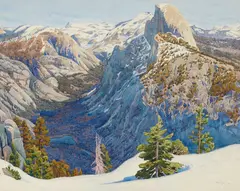 Gunnar Widforss, Half Dome from Glacier Point, Yosemite Valley, watercolor on paper