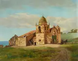 Chris Jorgensen, Poppies Blooming before the Carmel Mission, oil on canvas