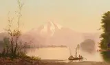 Cleveland Rockwell, Mount Hood from Willamette, oil on canvas