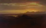 Lockwood de Forest, Sunset Beyond a Valley, oil on canvas laid to board