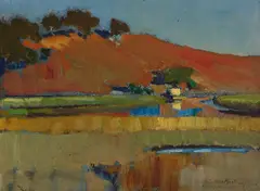 Landscape for Mrs. Martinez by Charles Rollo Peters, oil on panel, sold Apr 2023