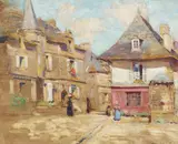 Alson S. Clark, French Village Scene, oil on canvas